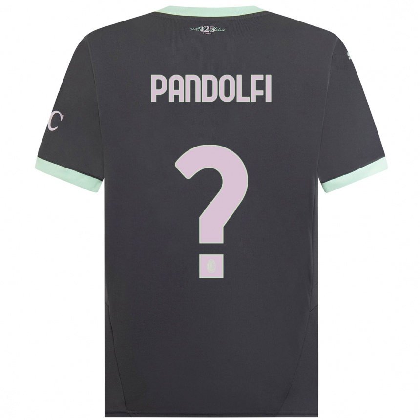 キッズフットボールFabio Pandolfi#0グレーサードユニフォームシャツ2024/25ジャージーユニフォーム