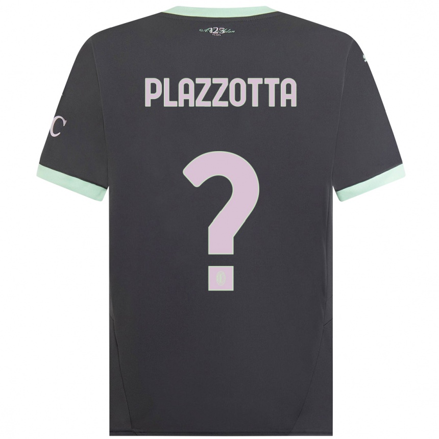 キッズフットボールFilippo Plazzotta#0グレーサードユニフォームシャツ2024/25ジャージーユニフォーム