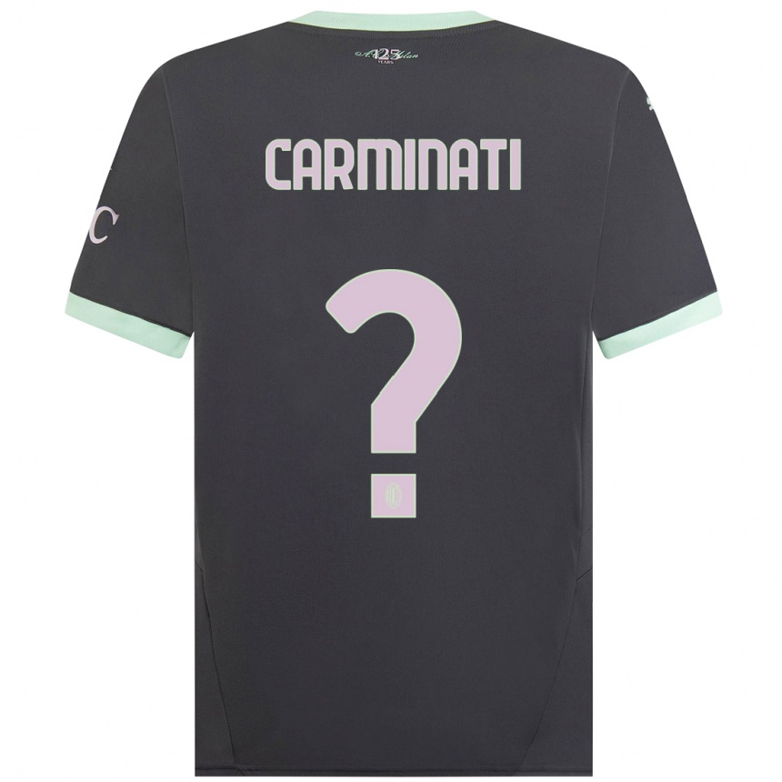 キッズフットボールDiego Carminati#0グレーサードユニフォームシャツ2024/25ジャージーユニフォーム