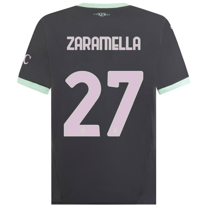 キッズフットボールMattia Zaramella#27グレーサードユニフォームシャツ2024/25ジャージーユニフォーム