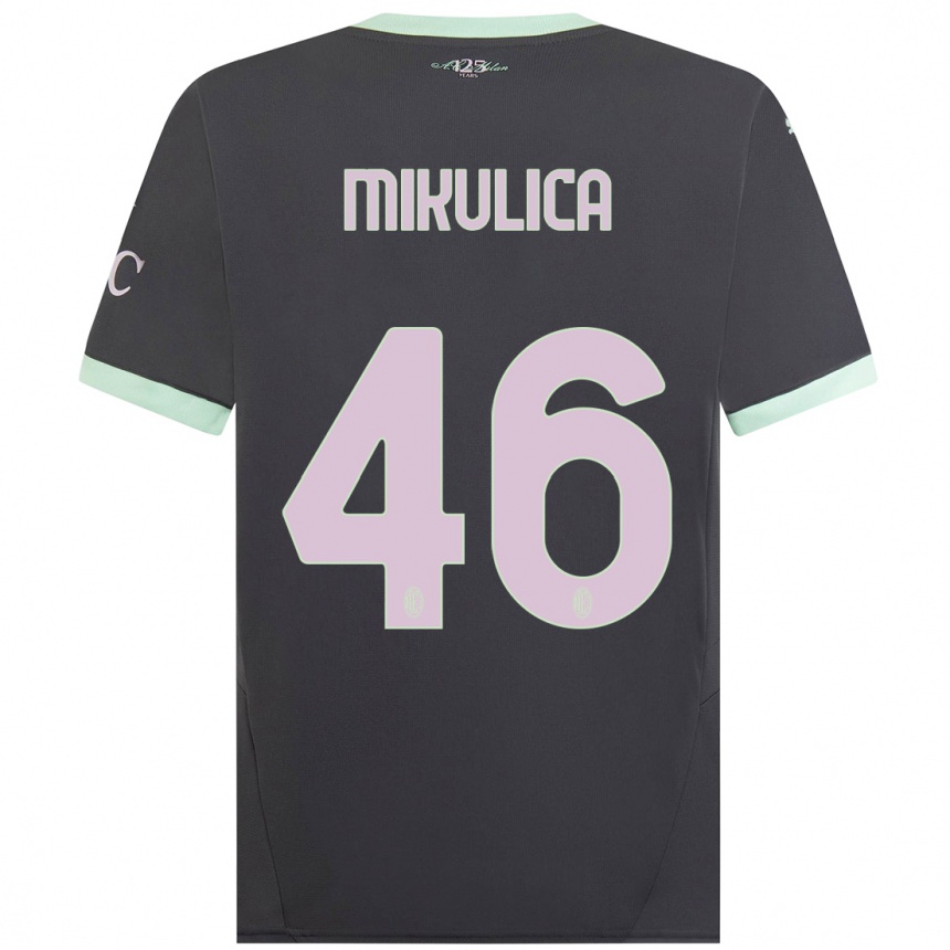 キッズフットボールPetra Mikulica#46グレーサードユニフォームシャツ2024/25ジャージーユニフォーム