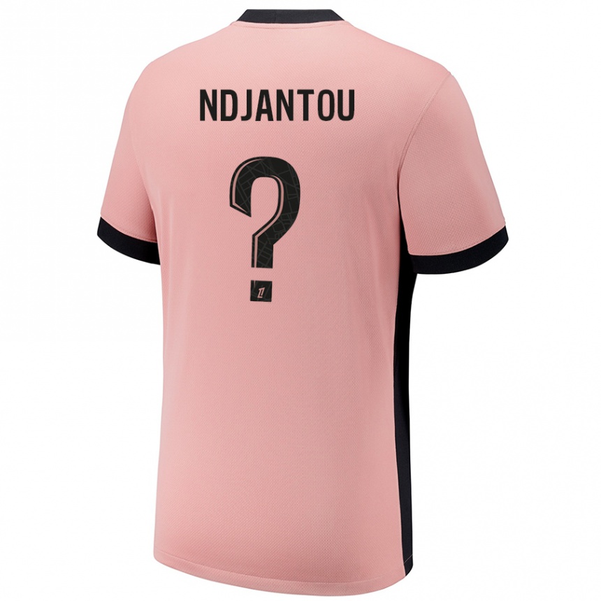 キッズフットボールQuentin Ndjantou#0ラストピンクサードユニフォームシャツ2024/25ジャージーユニフォーム