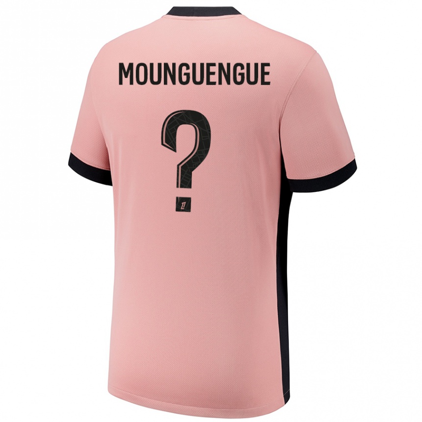 キッズフットボールPierre Mounguengue#0ラストピンクサードユニフォームシャツ2024/25ジャージーユニフォーム