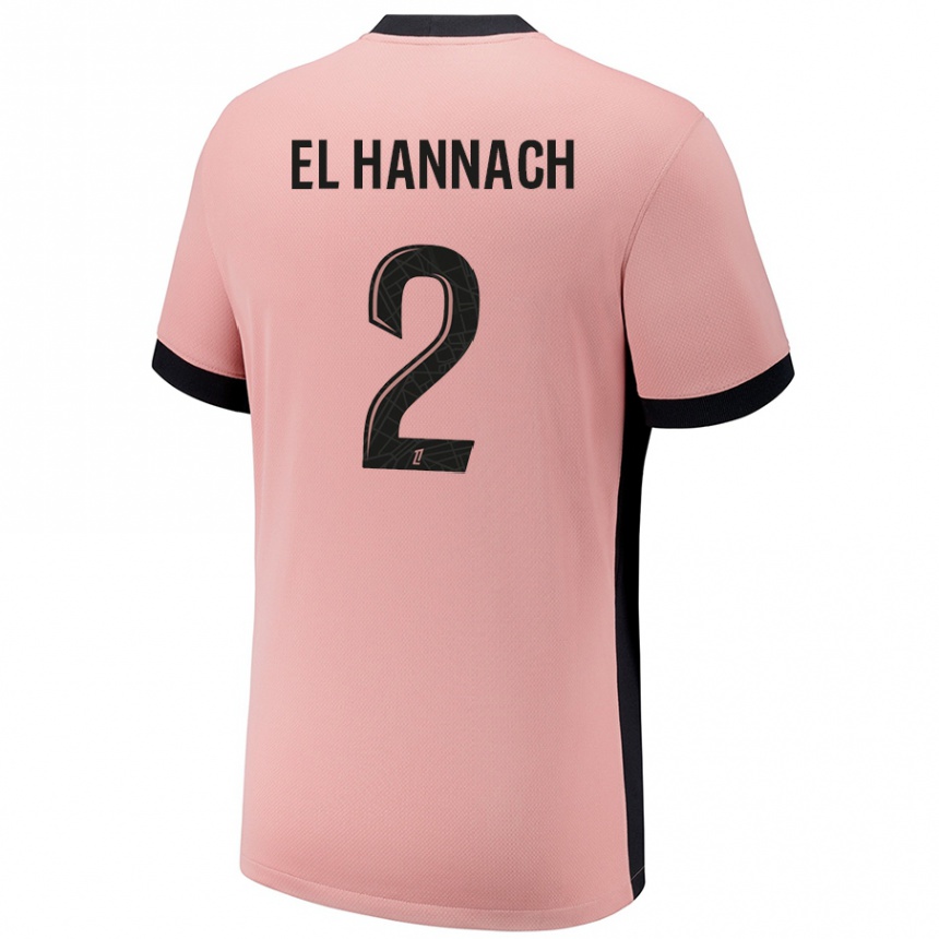 キッズフットボールNaoufel El Hannach#2ラストピンクサードユニフォームシャツ2024/25ジャージーユニフォーム