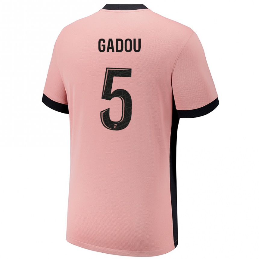 キッズフットボールJoane Gadou#5ラストピンクサードユニフォームシャツ2024/25ジャージーユニフォーム