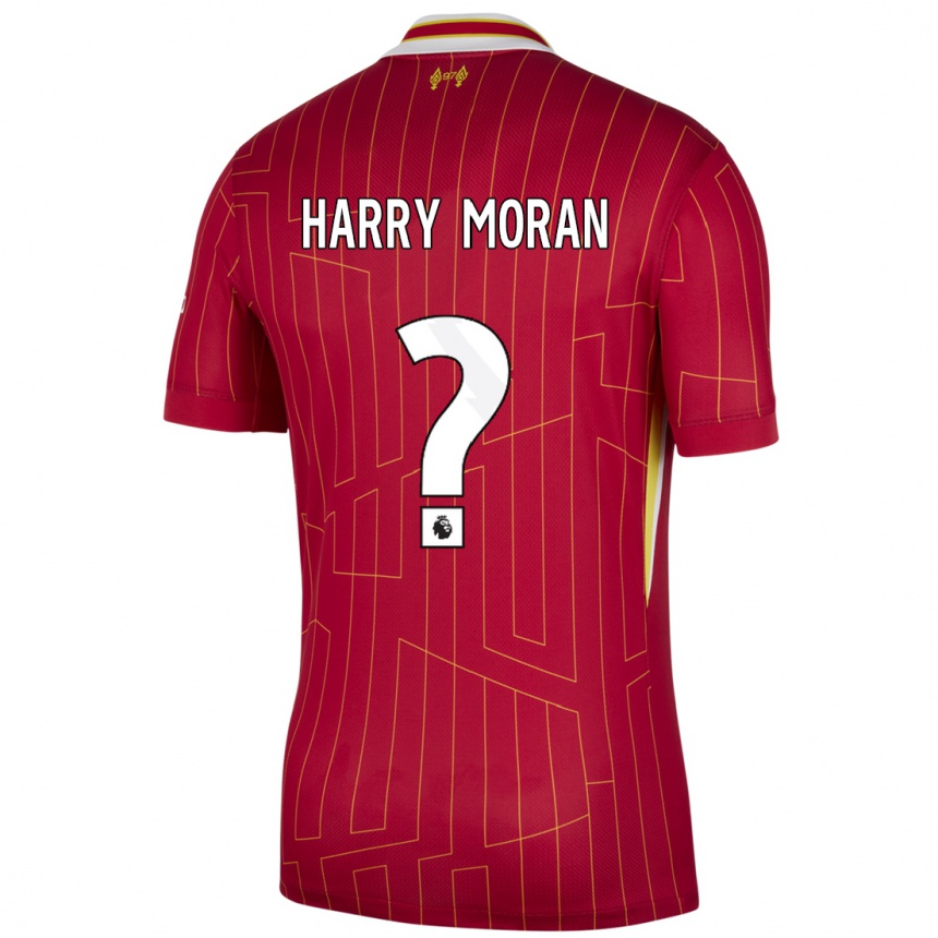 メンズフットボールHarry Moran#0赤 黄 白ホームシャツ2024/25ジャージーユニフォーム