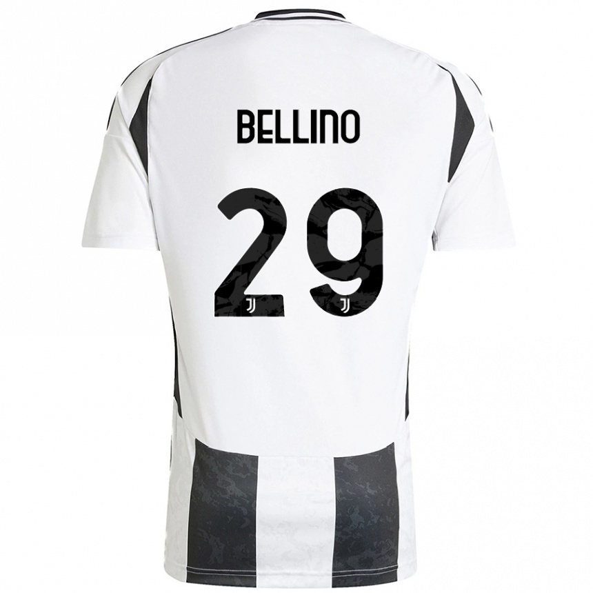 メンズフットボールFilippo Bellino#29白 黒ホームシャツ2024/25ジャージーユニフォーム