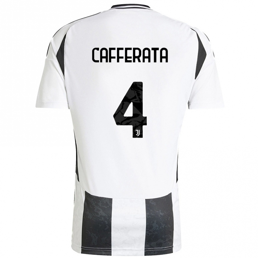 メンズフットボールFederica Cafferata#4白 黒ホームシャツ2024/25ジャージーユニフォーム