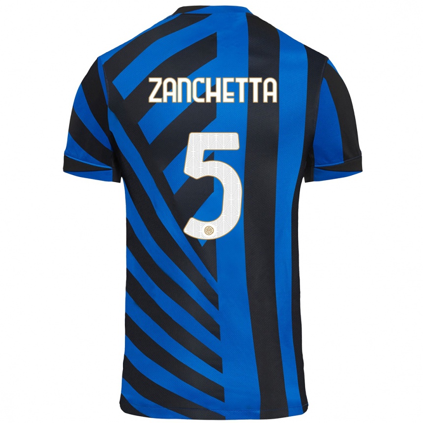 メンズフットボールMattia Zanchetta#5青黒ホームシャツ2024/25ジャージーユニフォーム