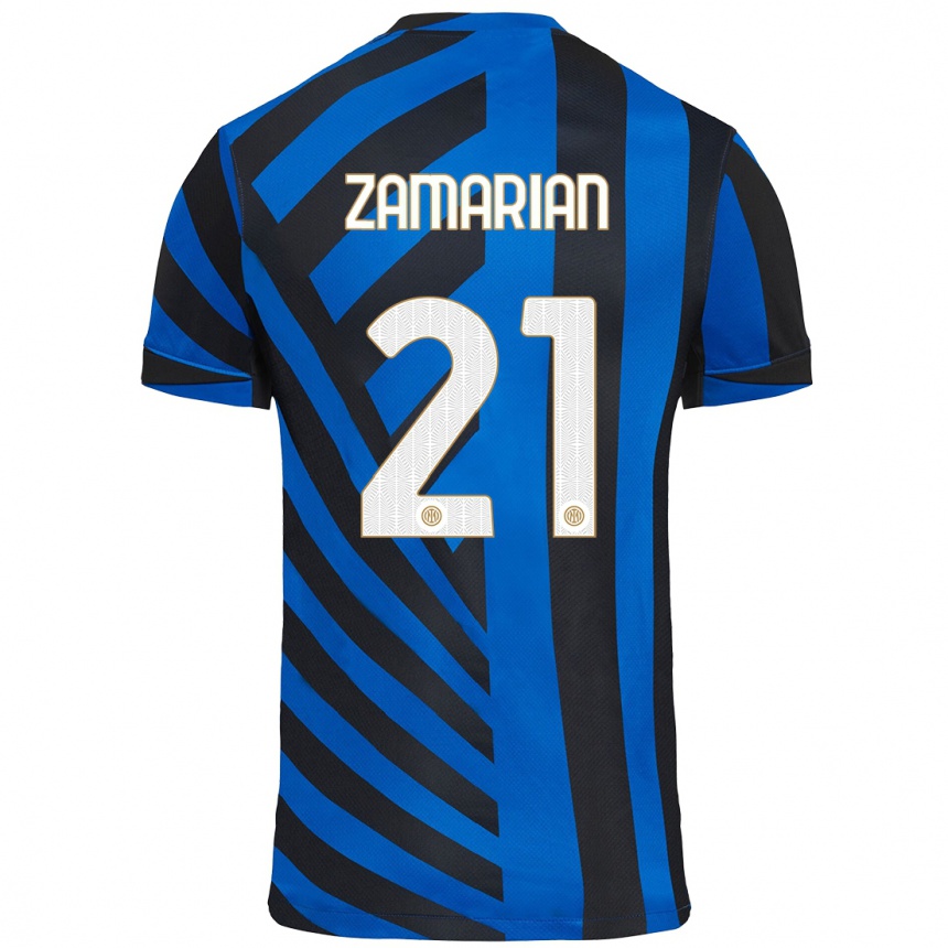 メンズフットボールMatteo Zamarian#21青黒ホームシャツ2024/25ジャージーユニフォーム