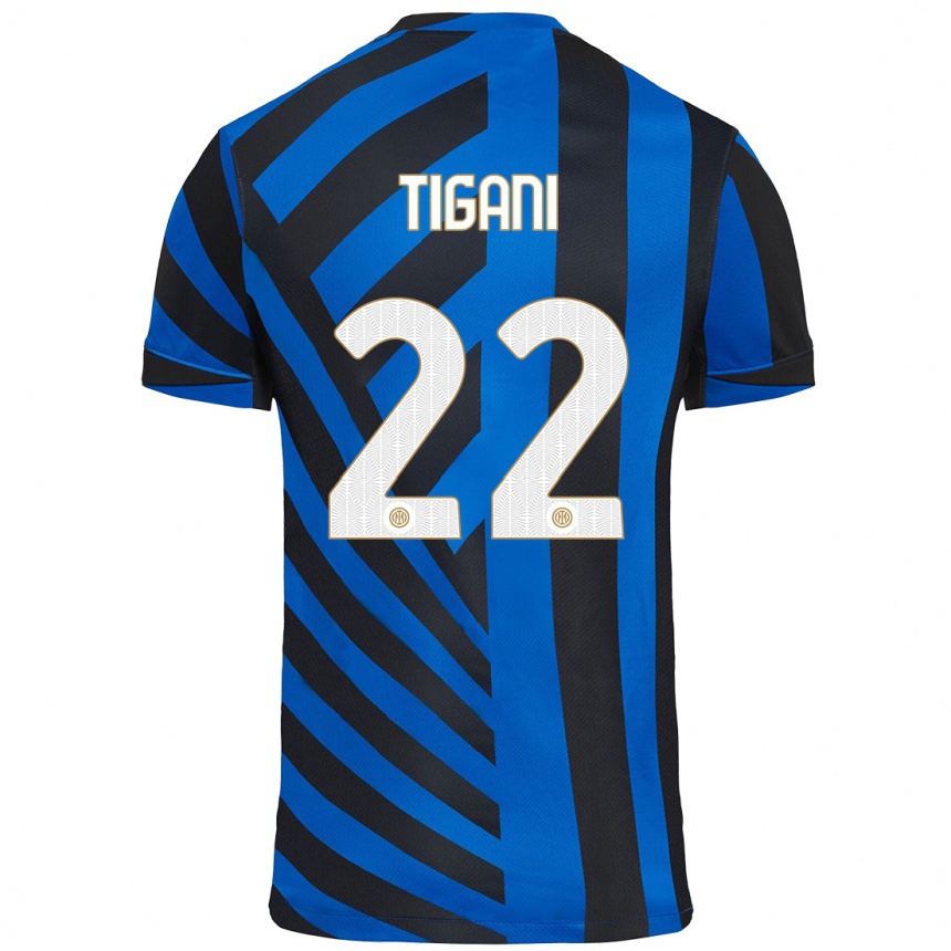 メンズフットボールEdoardo Tigani#22青黒ホームシャツ2024/25ジャージーユニフォーム