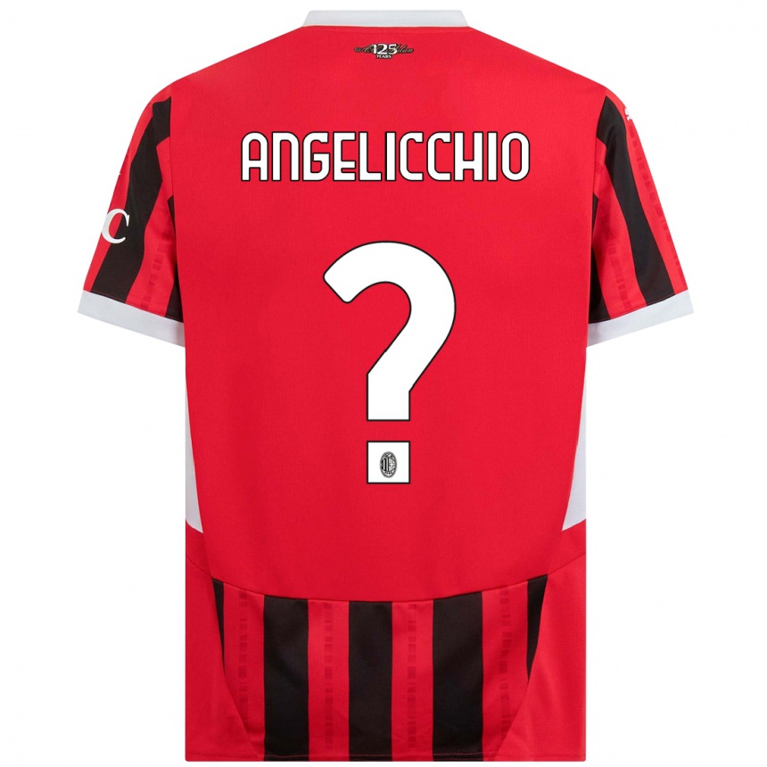 メンズフットボールMattia Angelicchio#0赤黒ホームシャツ2024/25ジャージーユニフォーム