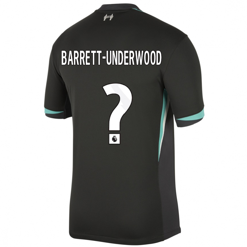 メンズフットボールKeehan Barrett-Underwood#0ブラック アンスラサイト ホワイトアウェイシャツ2024/25ジャージーユニフォーム