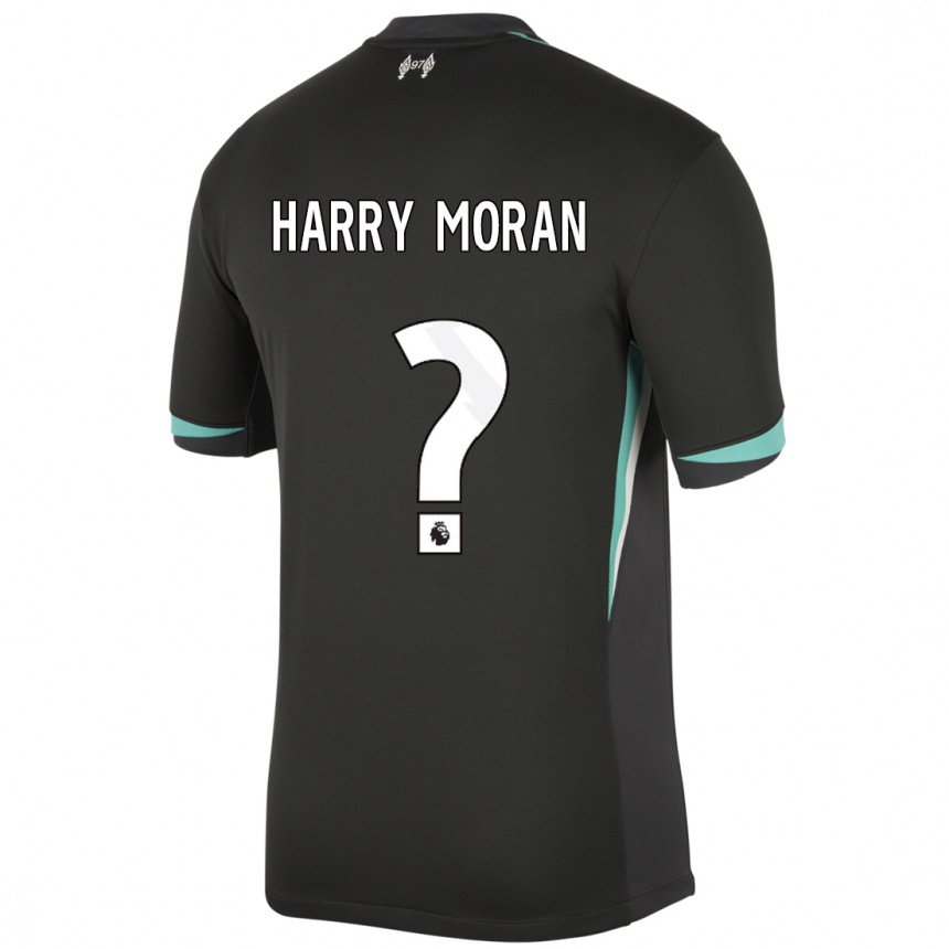 メンズフットボールHarry Moran#0ブラック アンスラサイト ホワイトアウェイシャツ2024/25ジャージーユニフォーム