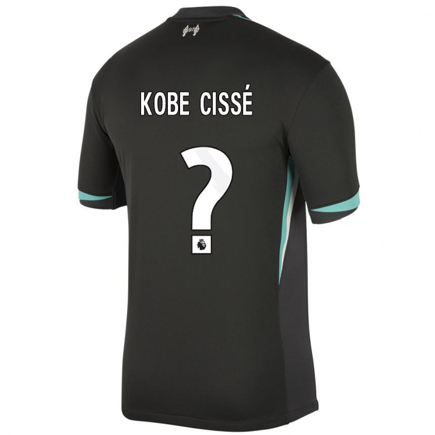 メンズフットボールPrince Kobe Cissé#0ブラック アンスラサイト ホワイトアウェイシャツ2024/25ジャージーユニフォーム