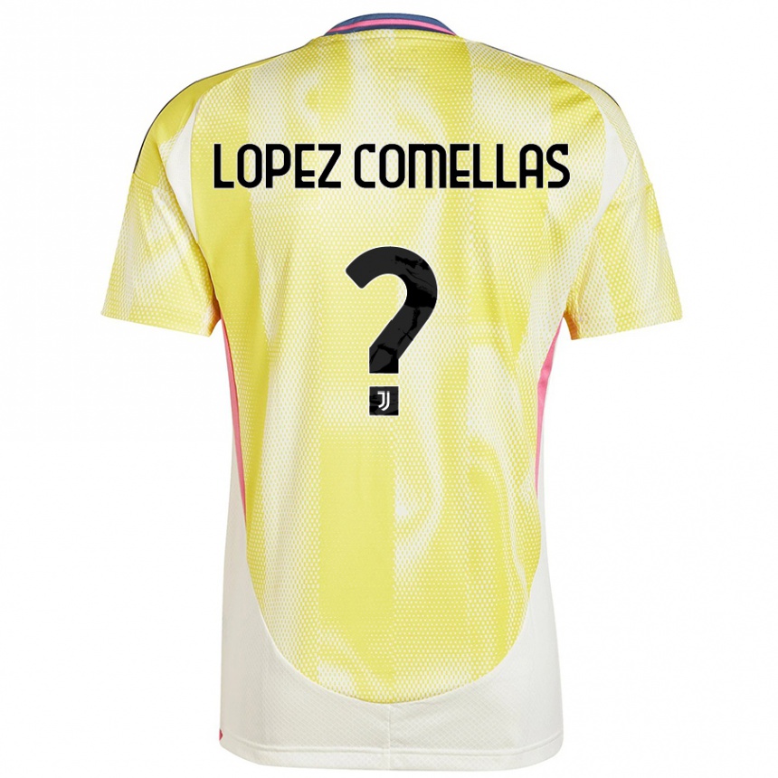 メンズフットボールIvan Lopez Comellas#0ソーラーイエローアウェイシャツ2024/25ジャージーユニフォーム