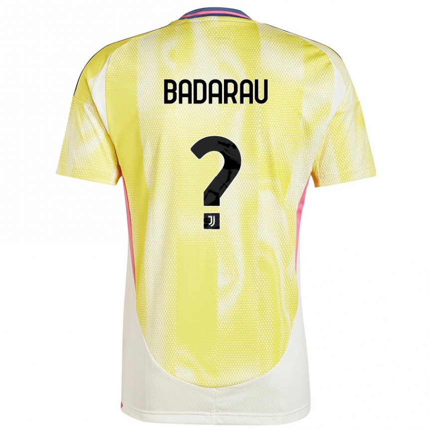 メンズフットボールFabio Bădărău#0ソーラーイエローアウェイシャツ2024/25ジャージーユニフォーム