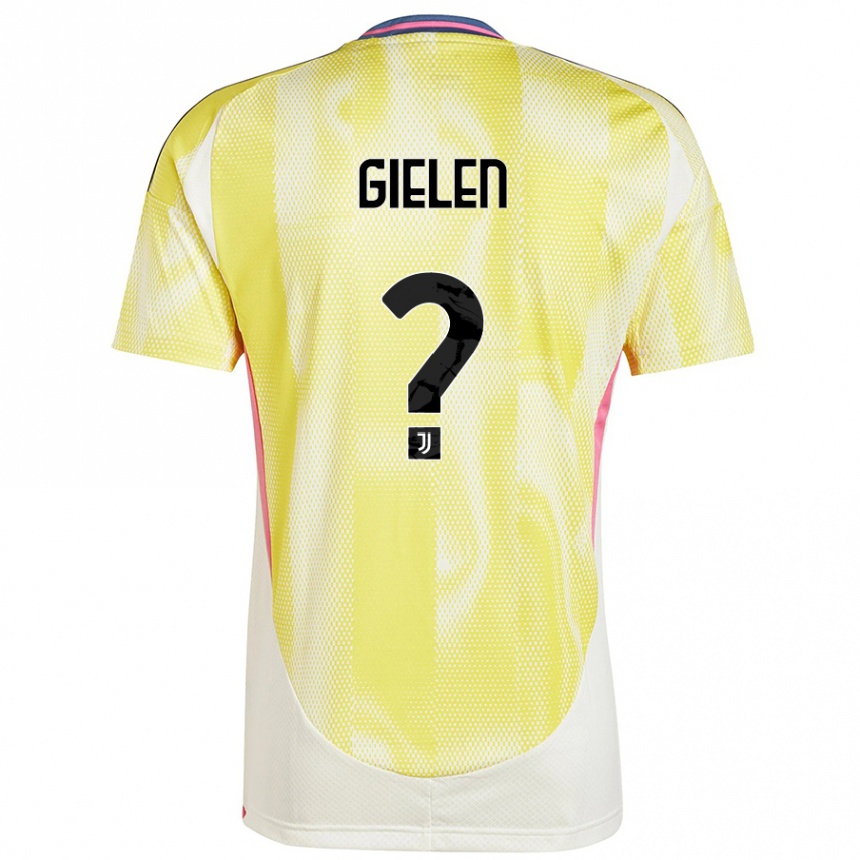 メンズフットボールWout Gielen#0ソーラーイエローアウェイシャツ2024/25ジャージーユニフォーム