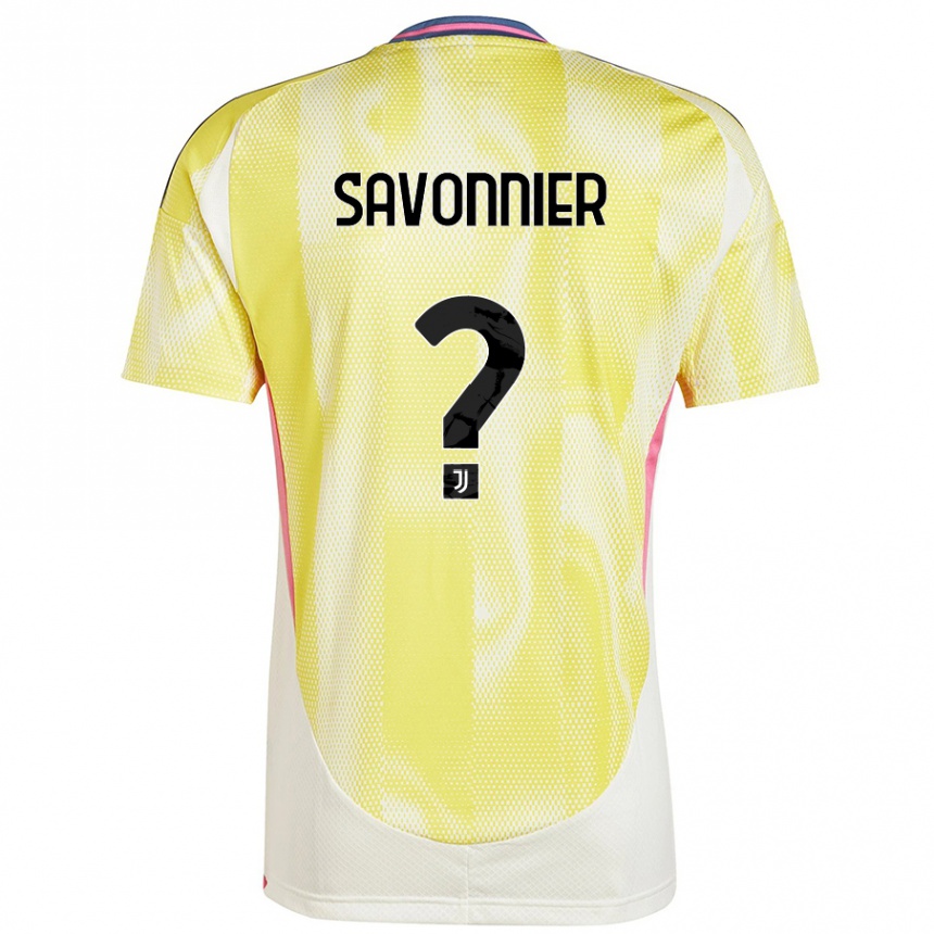 メンズフットボールNelson Savonnier#0ソーラーイエローアウェイシャツ2024/25ジャージーユニフォーム