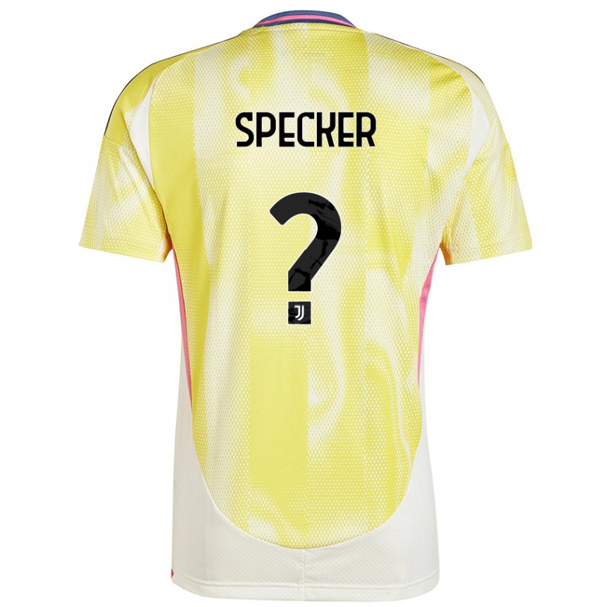 メンズフットボールStefano Specker#0ソーラーイエローアウェイシャツ2024/25ジャージーユニフォーム