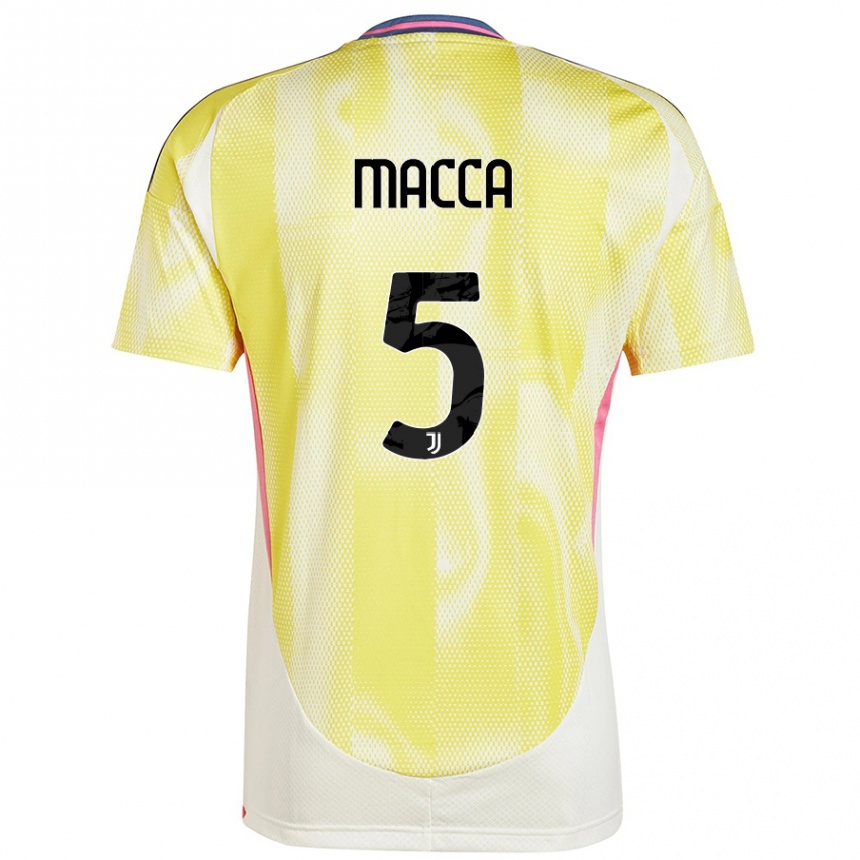 メンズフットボールFederico Macca#5ソーラーイエローアウェイシャツ2024/25ジャージーユニフォーム