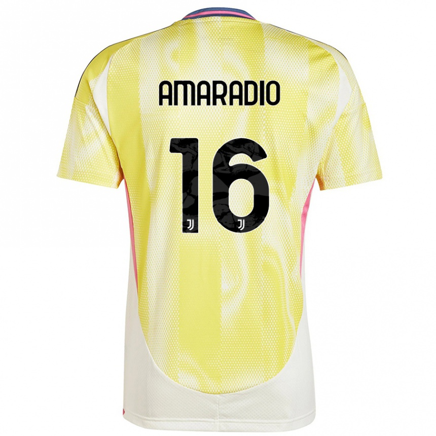 メンズフットボールLuca Amaradio#16ソーラーイエローアウェイシャツ2024/25ジャージーユニフォーム