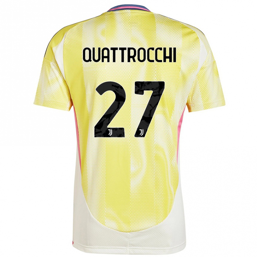 メンズフットボールJuan Ignacio Quattrocchi#27ソーラーイエローアウェイシャツ2024/25ジャージーユニフォーム