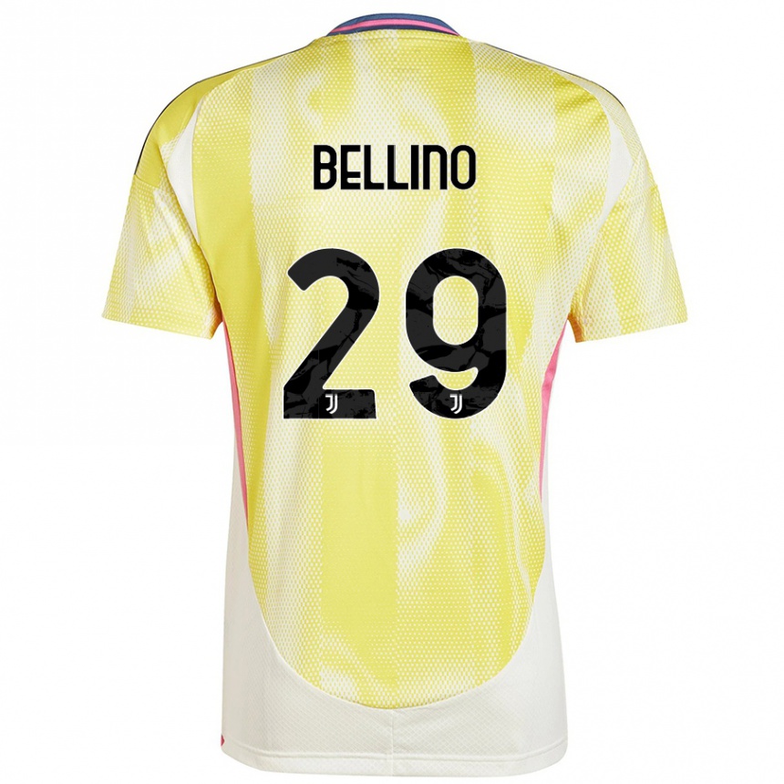 メンズフットボールFilippo Bellino#29ソーラーイエローアウェイシャツ2024/25ジャージーユニフォーム