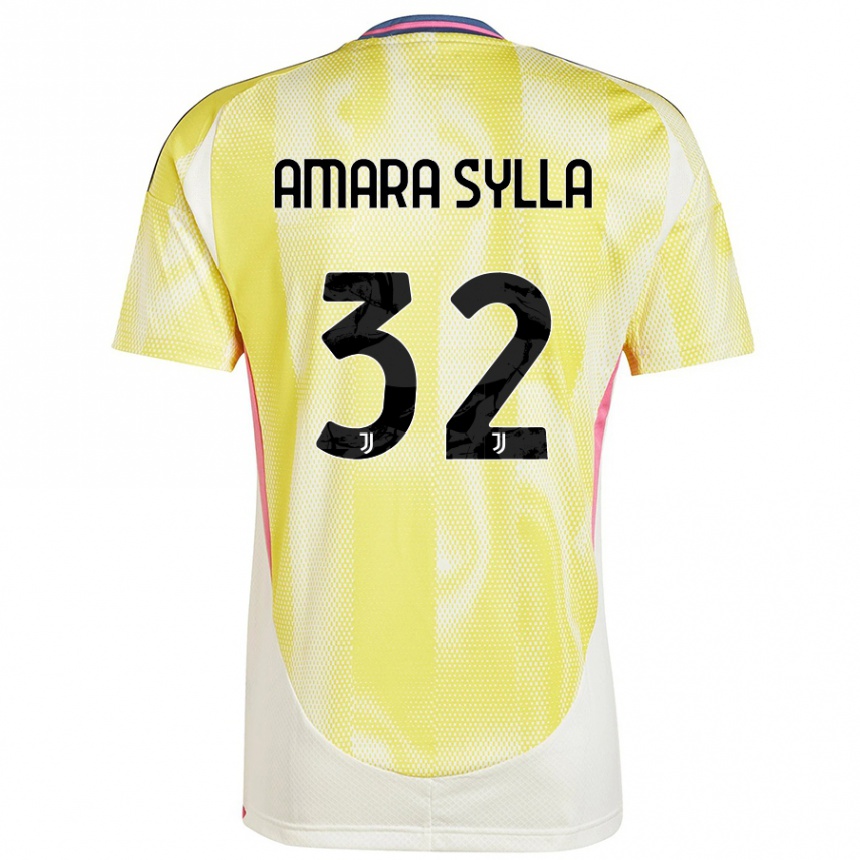 メンズフットボールIdris Amara Sylla#32ソーラーイエローアウェイシャツ2024/25ジャージーユニフォーム