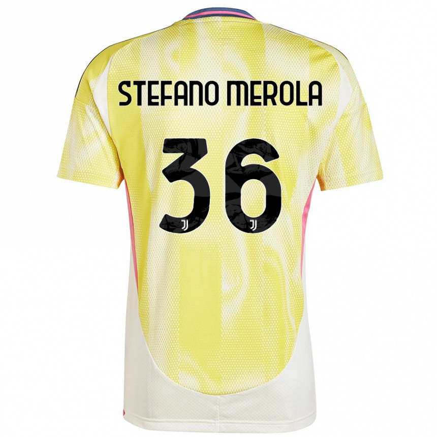 メンズフットボールAntonio Stefano Merola#36ソーラーイエローアウェイシャツ2024/25ジャージーユニフォーム