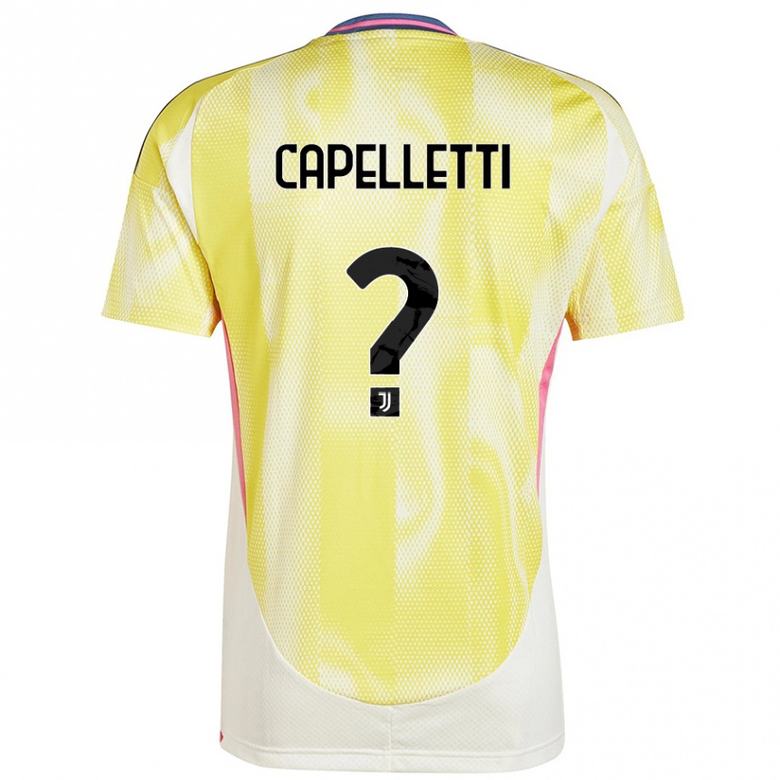 メンズフットボールAlessia Capelletti#0ソーラーイエローアウェイシャツ2024/25ジャージーユニフォーム