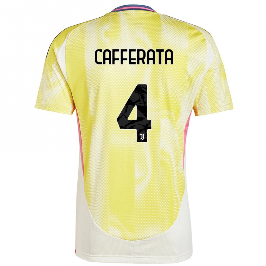 メンズフットボールFederica Cafferata#4ソーラーイエローアウェイシャツ2024/25ジャージーユニフォーム