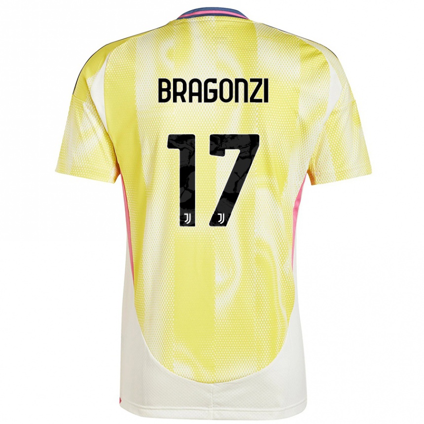 メンズフットボールAsia Bragonzi#17ソーラーイエローアウェイシャツ2024/25ジャージーユニフォーム