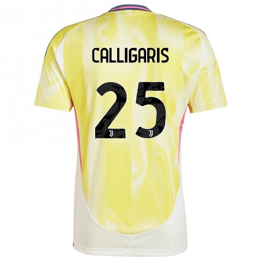 メンズフットボールViola Calligaris#25ソーラーイエローアウェイシャツ2024/25ジャージーユニフォーム