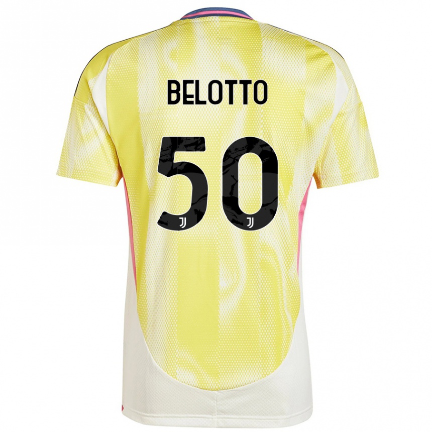 メンズフットボールSoledad Belotto#50ソーラーイエローアウェイシャツ2024/25ジャージーユニフォーム