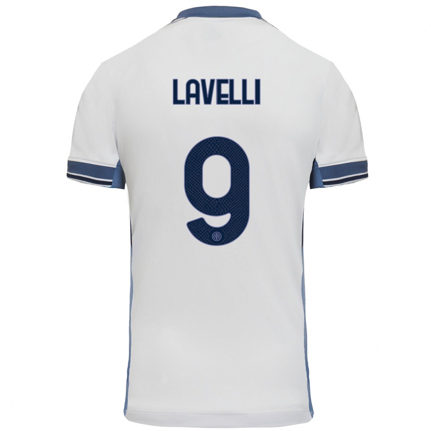 メンズフットボールMatteo Lavelli#9白 グレーアウェイシャツ2024/25ジャージーユニフォーム