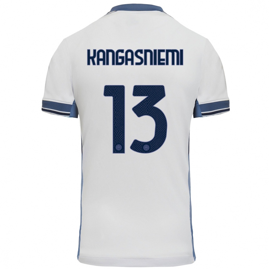 メンズフットボールIlari Kangasniemi#13白 グレーアウェイシャツ2024/25ジャージーユニフォーム