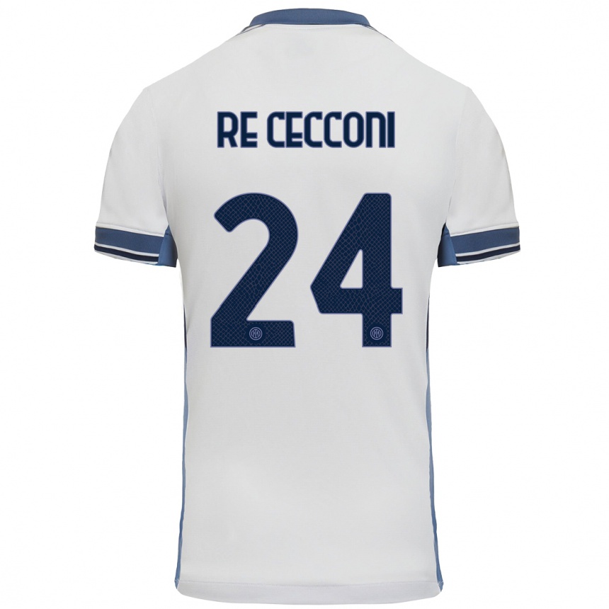 メンズフットボールGabriele Re Cecconi#24白 グレーアウェイシャツ2024/25ジャージーユニフォーム