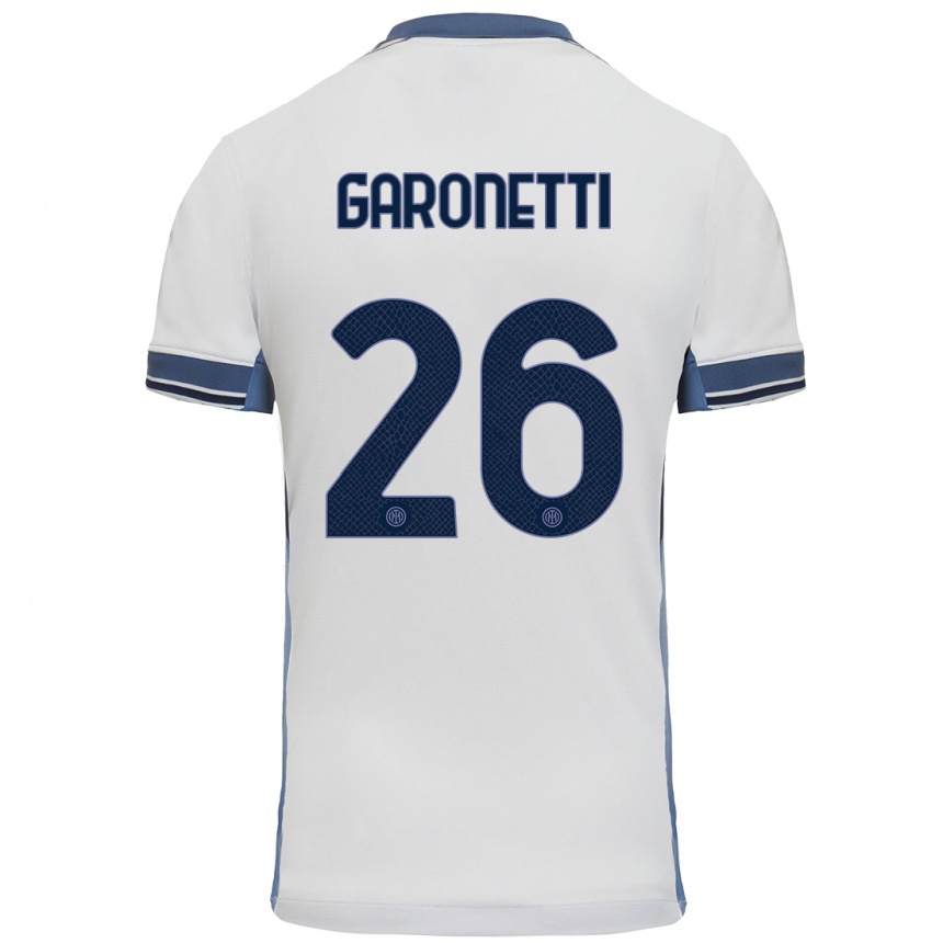 メンズフットボールGabriele Garonetti#26白 グレーアウェイシャツ2024/25ジャージーユニフォーム