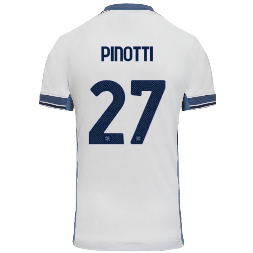 メンズフットボールManuel Pinotti#27白 グレーアウェイシャツ2024/25ジャージーユニフォーム