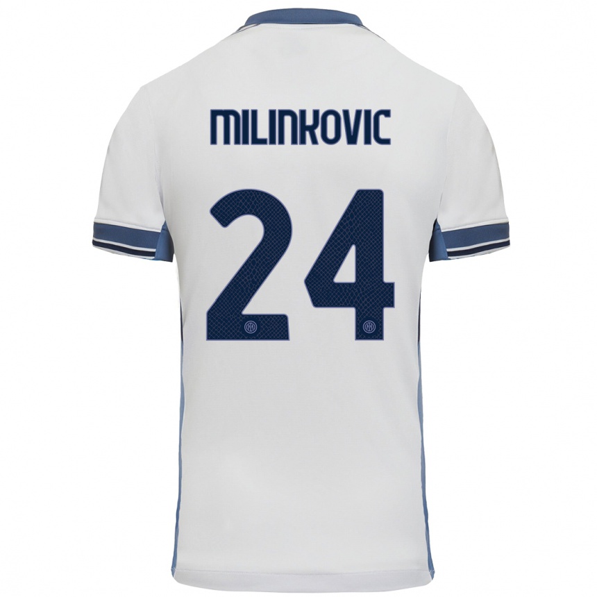 メンズフットボールMarija Milinković#24白 グレーアウェイシャツ2024/25ジャージーユニフォーム