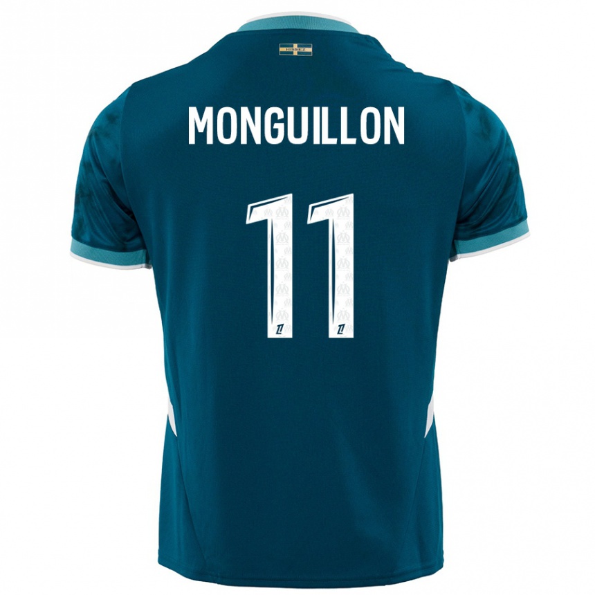 メンズフットボールCoralie Monguillon#11ターコイズブルーアウェイシャツ2024/25ジャージーユニフォーム