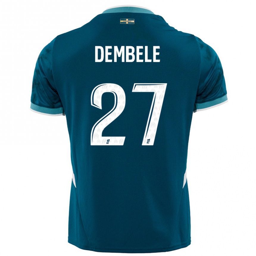 メンズフットボールCoumba Dembélé#27ターコイズブルーアウェイシャツ2024/25ジャージーユニフォーム