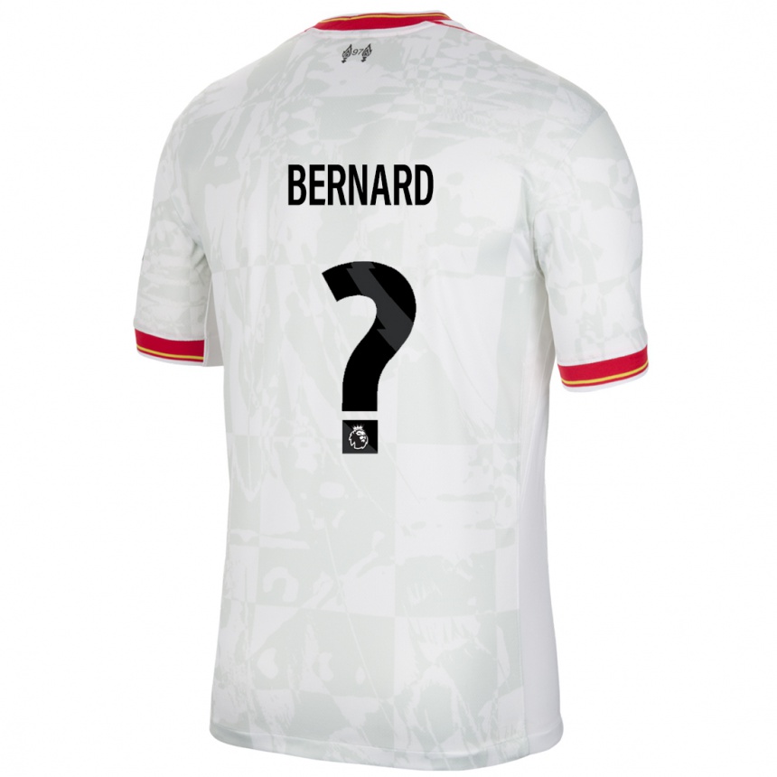 メンズフットボールDj Bernard#0ホワイト レッド ブラックサードユニフォームシャツ2024/25ジャージーユニフォーム