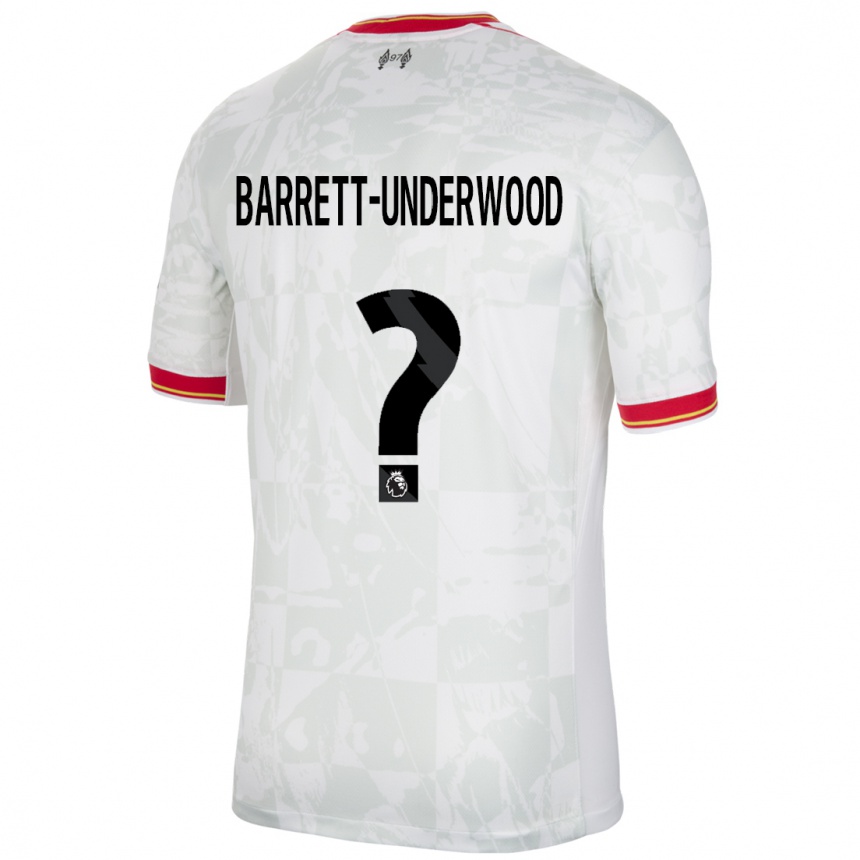 メンズフットボールKeehan Barrett-Underwood#0ホワイト レッド ブラックサードユニフォームシャツ2024/25ジャージーユニフォーム