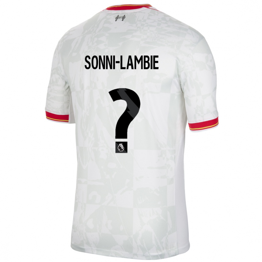 メンズフットボールJoshua Sonni-Lambie#0ホワイト レッド ブラックサードユニフォームシャツ2024/25ジャージーユニフォーム