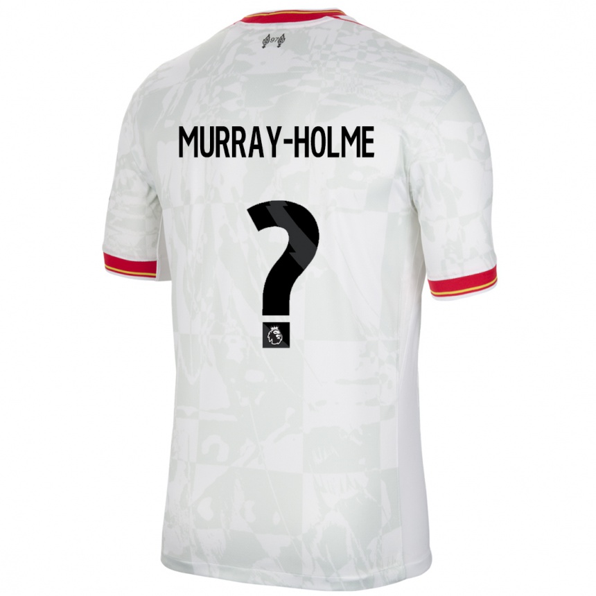 メンズフットボールHadyn Murray-Holme#0ホワイト レッド ブラックサードユニフォームシャツ2024/25ジャージーユニフォーム