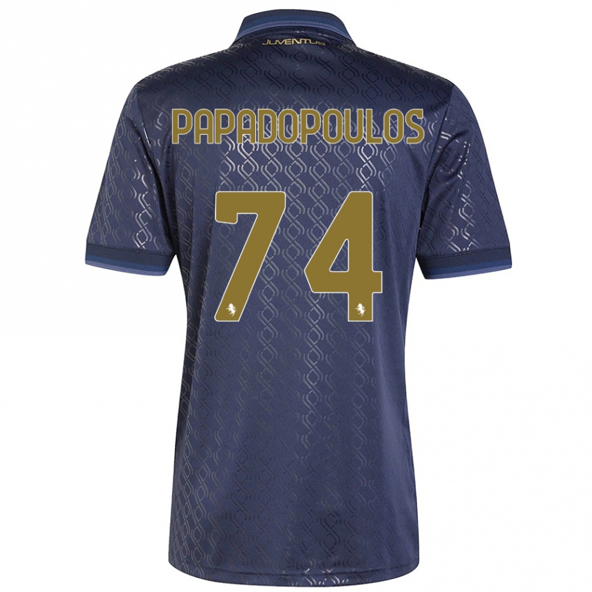 メンズフットボールChristos Papadopoulos#74ネイビーブルーサードユニフォームシャツ2024/25ジャージーユニフォーム