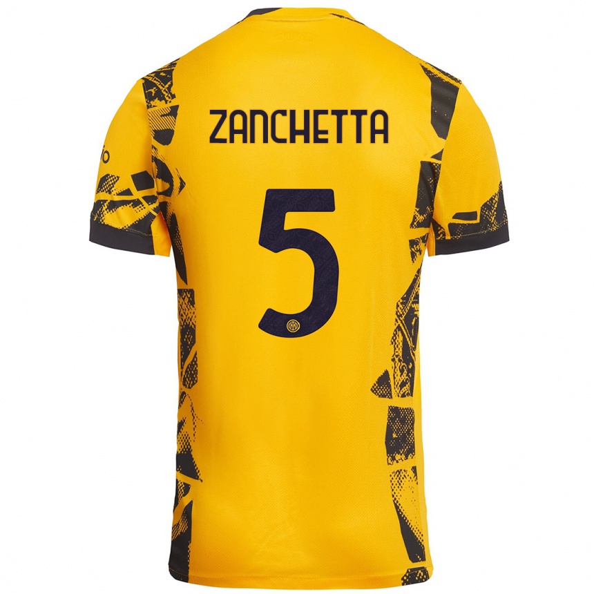 メンズフットボールMattia Zanchetta#5ゴールド ブラックサードユニフォームシャツ2024/25ジャージーユニフォーム