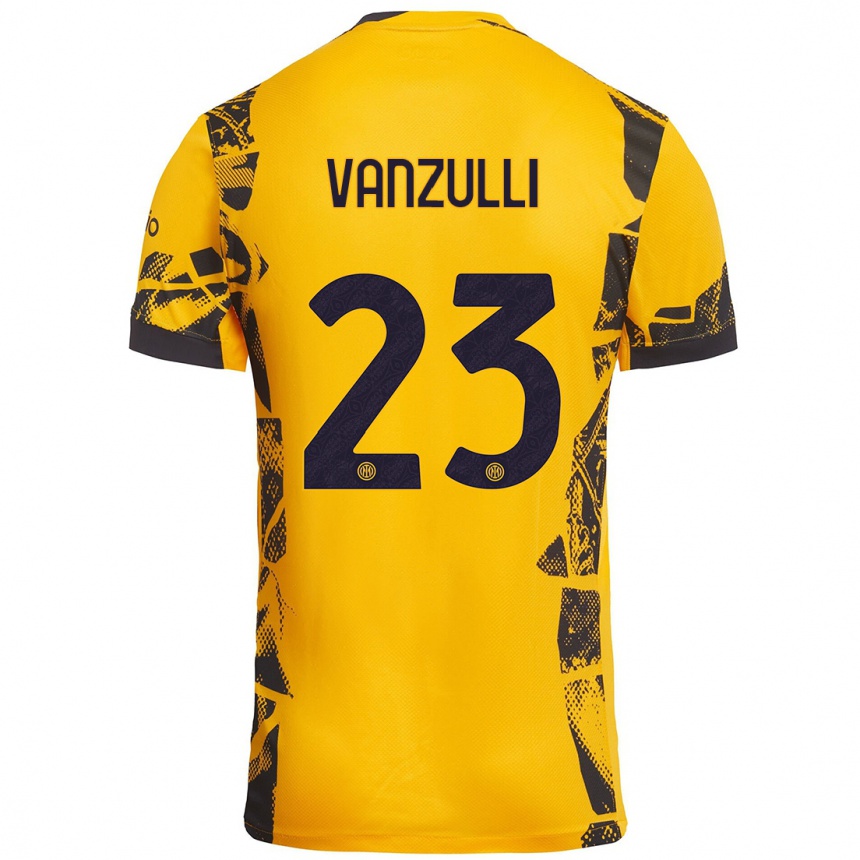 メンズフットボールMarco Vanzulli#23ゴールド ブラックサードユニフォームシャツ2024/25ジャージーユニフォーム